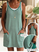 Relaxed Versatile Striped Cotton Romper Dress