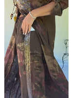 Casual, Loose-fitting Two-piece Set Featuring A Long Shirt And Trousers, Crafted From A Linen-cotton Blend With Printed, Sequined, And Spliced detailing.