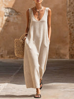 Women's Striped Pattern Art Casual Sleeveless Maxi Dress