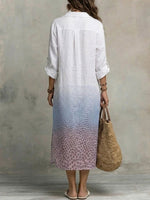 Women's Polka-dot Ombré Cotton-linen Dress