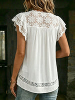 Women's Casual Floral Lace Cut-Out Shirt