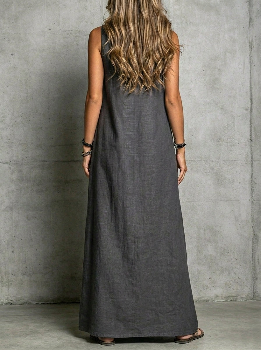 Women’s Life Tree V-neck Sleeveless Pocket Maxi Dress