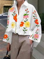 Women's Floral Print Casual Cotton Shirt