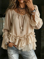 Women's Vintage Tiered Ruffled Bell Sleeve Top