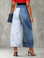 High-waisted Wide-leg Paneled Cropped Jeans