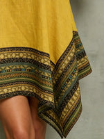 Women’s Vintag Ethnic Round Neck Short Sleeve Causal Pocket Dress
