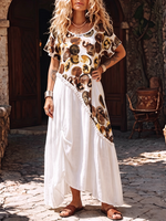 Artistic Polka-dot Print Cotton-linen Matching Sets