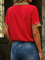 Women's Stylish Leopard Short Sleeve Shirt
