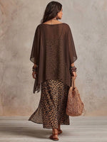 Two-piece Set Featuring A Relaxed, Breezy Chiffon Top And A Leopard-print Cotton Camisole Dress.