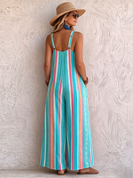 Boho-style Vintage Striped Loose-fit Draped Jumpsuit