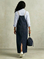 Women's Stylish Causal Metal Chain Strap Pockets V-neck Maxi Dress