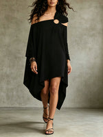 Women's Elegant Loose One-shoulder Asymmetrical Design Flowy Dress
