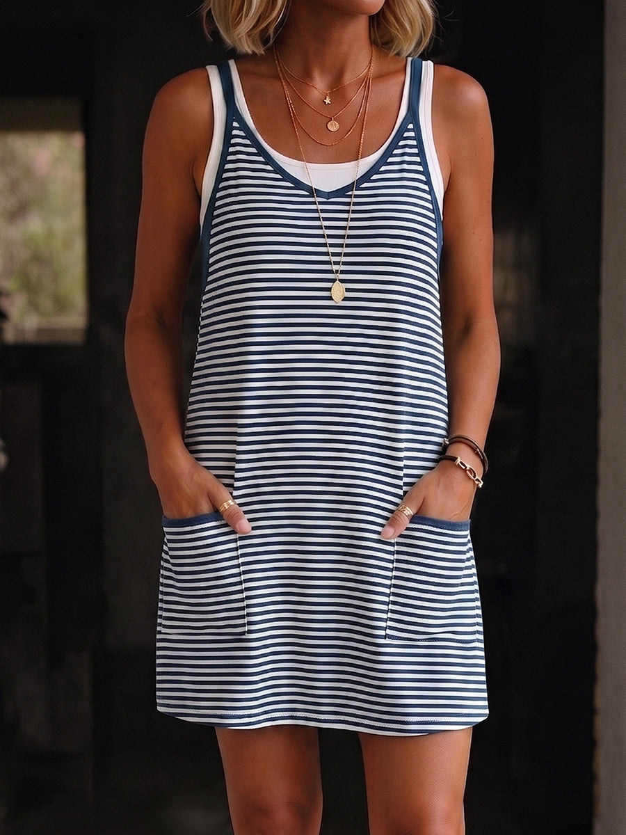 Relaxed Versatile Striped Cotton Romper Dress