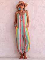 Boho Striped Loose-fit Drapey Jumpsuit