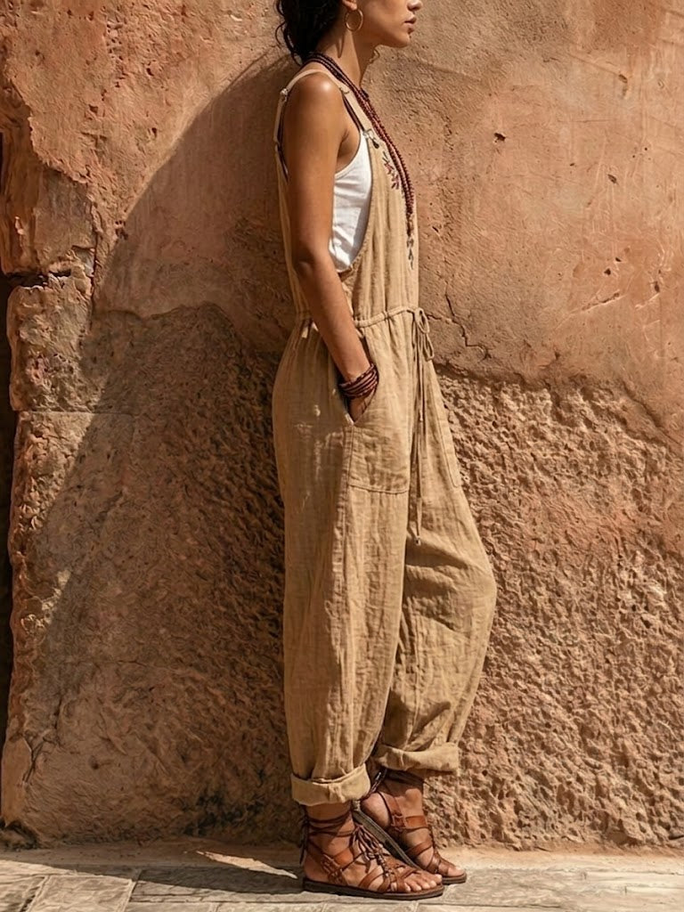 Women's Bohemian Cotton-linen Ethnic Style Jumpsuit