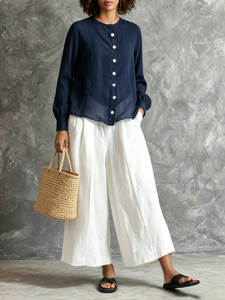 Women's Cotton and Linen Casual Simple Set