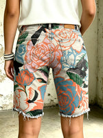 Women's Vividly Floral Totem Art Print Casual Denim Shorts