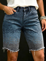 Women's Gradient Art Print Casual Denim Shorts