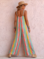 Boho-style Vintage Print Loose-fit Draped Jumpsuit