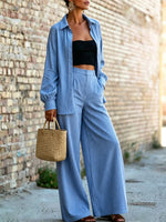 Women's Striped Art Comfortable Casual Stylish Cardigan And Pants Cotton Linen Two-piece Set