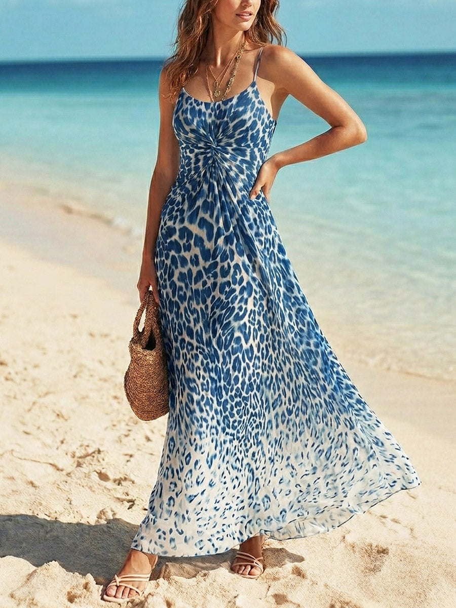 Women's Leopard Pattern Art Print Casual Sleeveless Maxi Dress