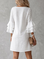Women's Vintage Ruffled Cotton-Linen Dress