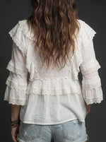 Women's Vintage Tiered Ruffled Top