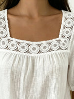 Women's Causal Square-neck Short Sleeve Cotton Top