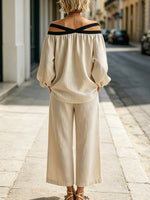 Women's Art Comfortable Casual Stylish Top And Pants Cotton Linen Two-piece Set