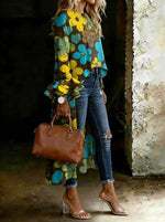 Women's Vintage Floral Casual Solid Color Cotton Shirt