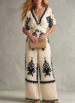 Women's Fashionable Casual Printed Short-sleeve Loose-fit Jumpsuit