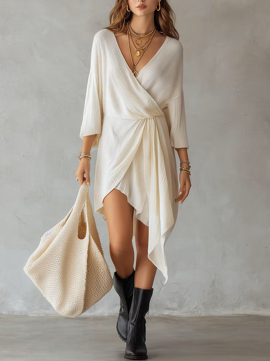 Elegant And Stylish Dress In A Pleated-texture Fabric