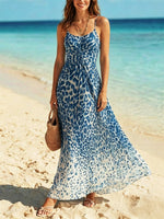 Women's Leopard Pattern Art Print Casual Sleeveless Maxi Dress
