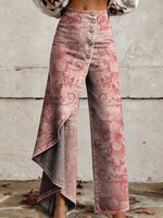 Women's Vintage Floral Print Casual Jeans