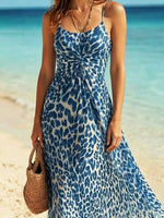 Women's Leopard Pattern Art Print Casual Sleeveless Maxi Dress