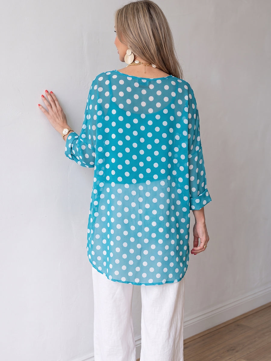 Flattering Polka-dot Chiffon Blouse