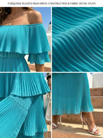 Women’s Off-shoulder Boat-neck Dress With Ruffled Hem And Elegant Cake Silhouette Beach Vacations Maxi Dress