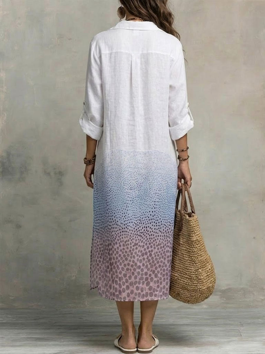 Women's Polka-dot Ombré Cotton-linen Dress