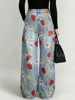Women's Stylish Casual Floral Print Designer Jeans