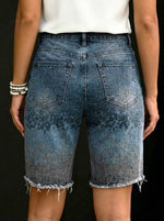 Women's Gradient Art Print Casual Denim Shorts