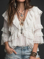 Women's Vintage Tiered Ruffled Top