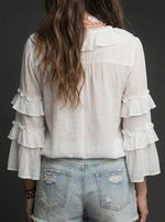 Women's Vintage Tiered Ruffled Top