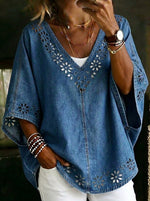 Women's Retro V-neck Loose Shirt