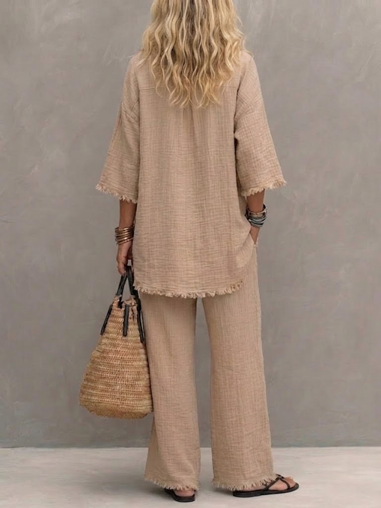 Women’s Casual Simple Vintage Cotton-linen Set