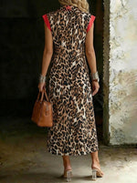 Women’s Leopard Print Contrast Shirt Dress