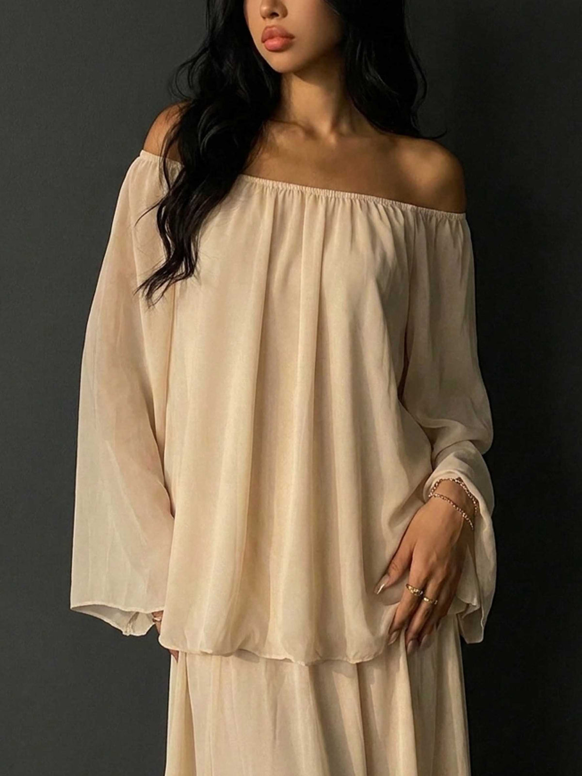 Women's Elegant Chiffon Off-The-Shoulder Dress