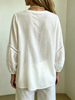 Women's Fashion Casual Loose-fit V-neck Cotton Shirt