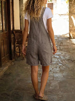 Casual Retro Adjustable-strap Linen-cotton Romper