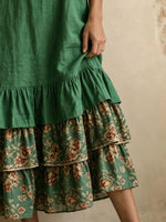 Women’s Strap Multi-layer Ruffle Pockets Maxi Dress