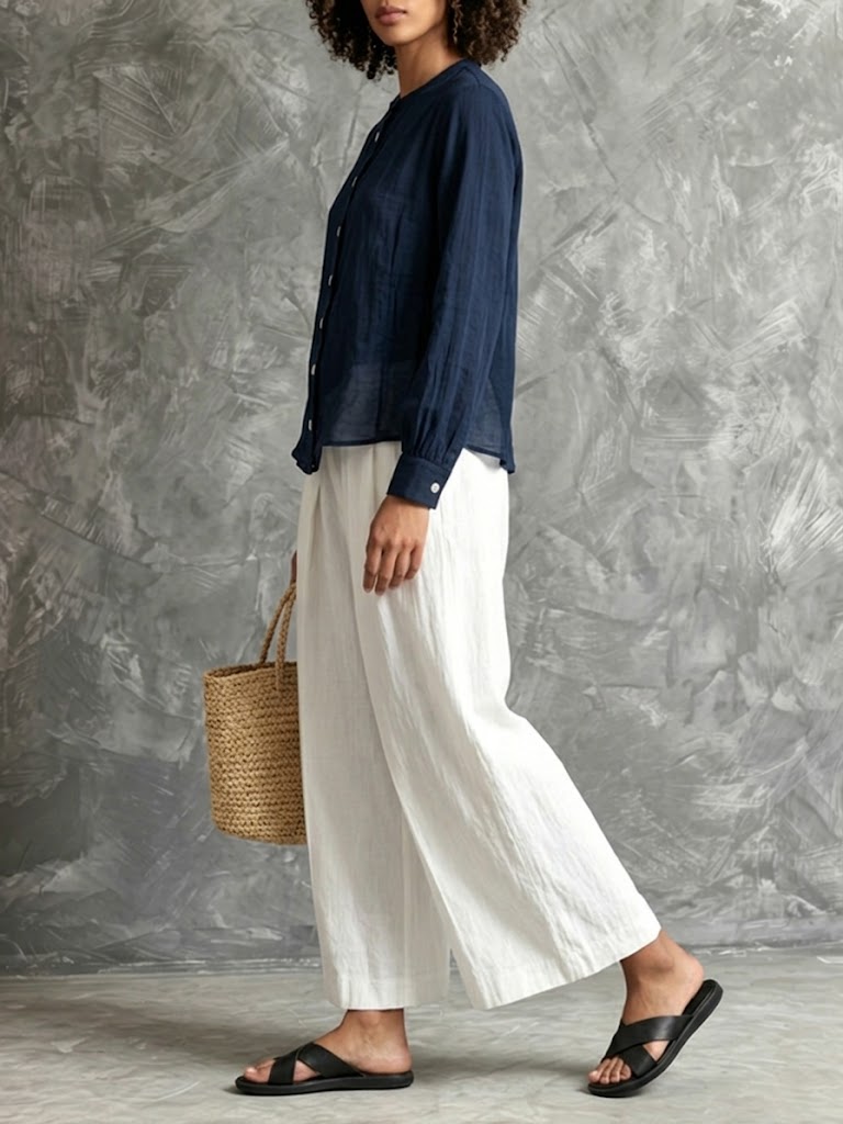 Women's Cotton and Linen Casual Simple Set